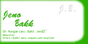 jeno bakk business card